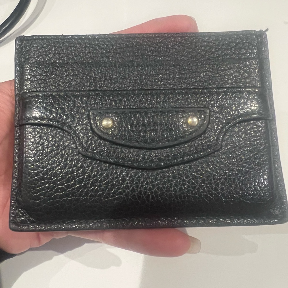 Balenciaga Black Textured Leather Card Holder